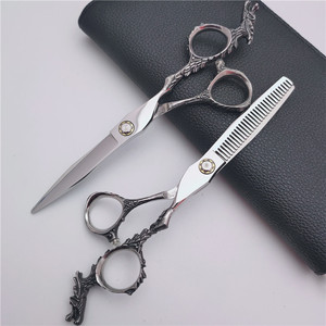 Ciseaux de coiffure professionnels à poignée dragon personnalisée, 6,0 pouces, ciseaux à effiler en acier inoxydable 440C, pour droitiers, ciseaux plats - Product Image 4