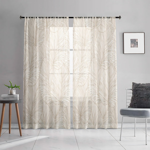 JA Haute Qualité Térylène Sheer White-Petaled Leaves Flower-like Patterns Rideaux pour Chambre à coucher Salon Décoration Valances - Product Image 2