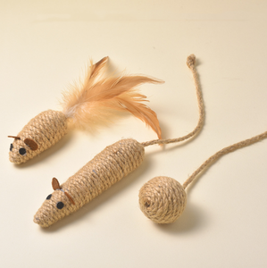 Giocattolo interattivo comodo della corda del gatto della canapa con funzione di graffio della palla di addestramento di auto-rilassamento di stile moderno - Product Image 3