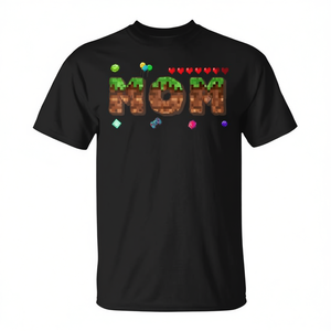 T-shirt Mom Pixel Game noir, cadeau d'anniversaire assorti pour la famille - Product Image 2
