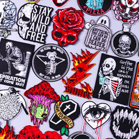 Patch Bordir Tempel Kain Motif Hati Api, Aplikasi Huruf Punk, DIY untuk Perbaikan Pakaian, Terlaris