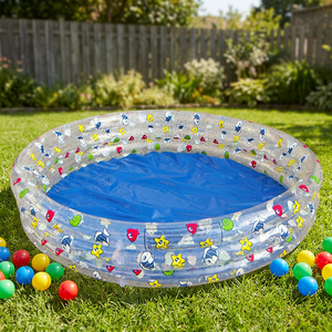 Piscine de jeu à structure à 3 niveaux Deep Dive avec vinyle robuste et PVC écologique, design transparent vie marine, bateau de piscine - Product Image 4