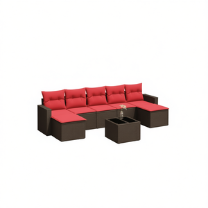 Ensemble de canapés de patio en polyrotin brun pour 8 personnes, meubles d'extérieur rembourrés, design contemporain et moderne - Product Image 1