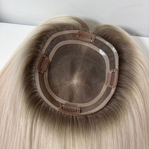 Venta al por mayor OEM de Topper de Cabello Vietnamita 100% Humano Virgen Remy, Topper de Cabello Liso Negro Natural con Base de Seda y Base de Encaje Personalizada - Product Image 5