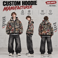 Fournisseur de sweats à capuche unisexes en coton, surdimensionnés, zippés, avec patchs lettres, cloutés, imprimés graphiques, style streetwear, pour la personnalisation OEM