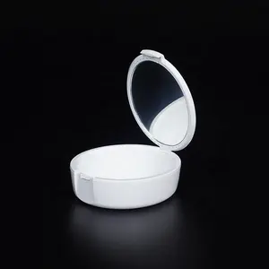 Caixa de plástico redonda espelhada redonda, fonte de china branco retentor caixa para ortodônticos