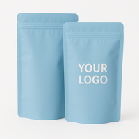 Sacs Doypack refermables mats bleu clair de qualité alimentaire, imprimés sur mesure pour l'emballage de poudres et de snacks, pochettes verticales, fabrication OEM