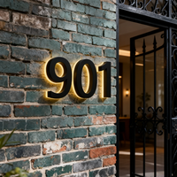 Plaque de numéro de porte LED étanche, plaque d'adresse moderne, panneau lumineux pour porte d'appartement, bâtiment commercial