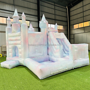 Moonwalk <span class=keywords><strong>White</strong></span> Bounce House commerciale gonfiabile castello di salto combinato scivolo d'acqua con la piscina a sfera in vendita - Product Image 6