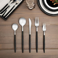 Juego de cubiertos de lujo para bodas AOOSY, cubiertos plateados, negros y dorados para restaurantes y hoteles