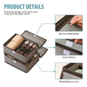 Boîte de rangement multifonctionnelle pour vêtements, de haute qualité, pliable, pour sous-vêtements et chaussettes, avec couvercle - Product Image 4