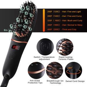 Brosse à lisser les cheveux LCD personnalisée peigne à vapeur portable mini brosse à lisser la <span class=keywords><strong>barbe</strong></span> ionique mini brosse à cheveux électronique pour lisser la <span class=keywords><strong>barbe</strong></span> - Product Image 2