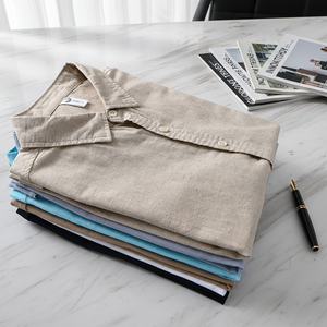 <span class=keywords><strong>Camicia</strong></span> da <span class=keywords><strong>Uomo</strong></span> di Alta Qualità in <span class=keywords><strong>Lino</strong></span> e Cotone, Antirughe, Manica Corta, Colletto Classico, Chiusura con Bottone Singolo, Traspirante - Product Image 3