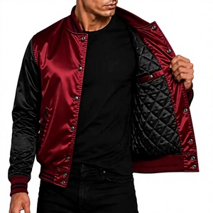 Chaquetas Bomber de Satén de Lujo Personalizadas Color Borgoña, Bordadas, Estilo Urbano, Reversibles, para Hombre y Mujer, en Oferta - Product Image 2