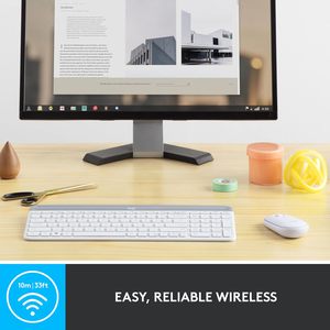 Clavier et Souris Ergonomiques Sans Fil Ultra-Mince MK470, 104 Touches, Blanc, Plug & Play, Programmable - Product Image 4