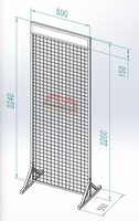 Panneaux muraux en grille de fer Db Wholesale, lot de 2, présentoirs autoportants double face, étagères suspendues en métal à base en T, style industriel