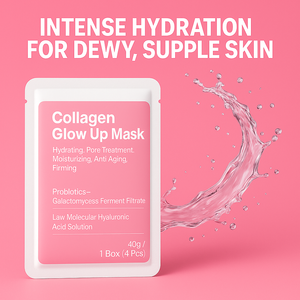 मजबूत त्वचा के लिए गहरी हाइड्रेटिंग ग्लो शीट मास्क, झुर्रियों के लिए नम बायोकोलेजन फेस मास्क, खनिज गंध कम करने के लिए - Product Image 2