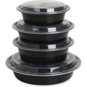 Conteneur alimentaire en plastique noir/transparent GEN 16 oz avec couvercle, boîte à lunch jetable, 150/carton (TORND16) - Product Image 1