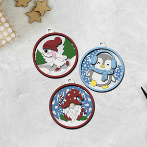 Juego de Adornos Colgantes de Madera con Diseño de Dibujos Animados de Invierno, Santa Claus, Muñeco de Nieve y Hombre de Jengibre, Cortados con Láser, Decoración para Árbol de Navidad, Habitación Infantil - Product Image 5