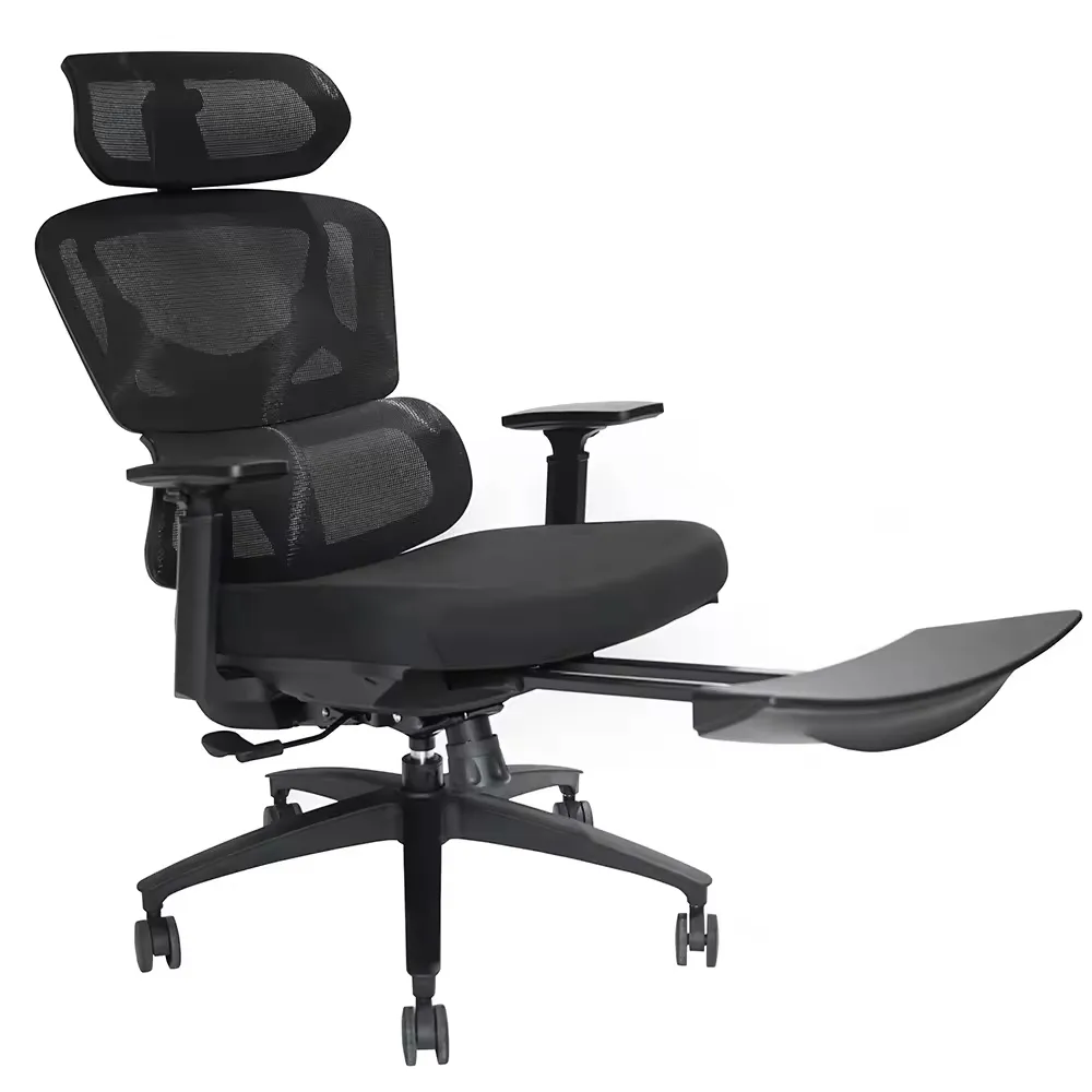 Black Mesh Executive Compute Ergonomic Office Chair With Footrest