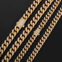 Collier chaîne cubaine NUOYA 10 mm en moissanite VVS, plaqué or 18 carats, en acier inoxydable, style hip-hop glacé pour hommes