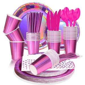 Ensemble <span class=keywords><strong>de</strong></span> vaisselle pour fête, assiettes <span class=keywords><strong>en</strong></span> <span class=keywords><strong>papier</strong></span> jetables, gobelets, couteaux, fourchettes, cuillères, pailles, ensemble <span class=keywords><strong>de</strong></span> <span class=keywords><strong>table</strong></span> à manger pour les fêtes d'anniversaire sur le thème des sirènes - Product Image 6
