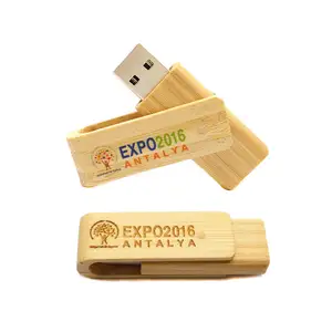 High quality Folding Twist Rotating Wooden USB Pendrive 1 Gigas 4GB 8GB 16GB 32GB Swivel Wood USB 2.0 Flash Drive