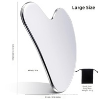 Rouleau de massage facial anti-rides en acier inoxydable 304, en forme de cœur, avec miroir, pour lifting et massage Gua Sha - Vente en gros