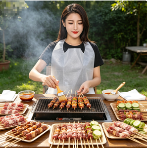 Single Use Nonwoven Apron Dust Resistant Disposable <strong>Gown</strong> for Pet Grooming Cooking Catering Service - Product Image 6