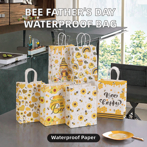 Sac cadeau DAMAI Bee pour la rentrée scolaire et les anniversaires avec poignée, sacs en papier kraft imperméables pour friandises de fête, emballages de cadeaux - Product Image 2