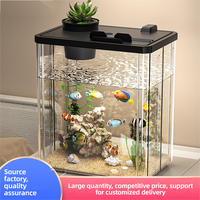 Petit aquarium de bureau en plastique transparent, écologique, ultra-silencieux, à économie d'énergie, avec boîte d'alimentation et éclairage paysager