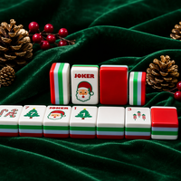 Mahjong américain de Noël Rouge Vert Sable Mouvant, 160 tuiles, Boîte Cadeau de Luxe, Motif Père Noël, Vente en Gros, Prêt à Expédier Rapidement