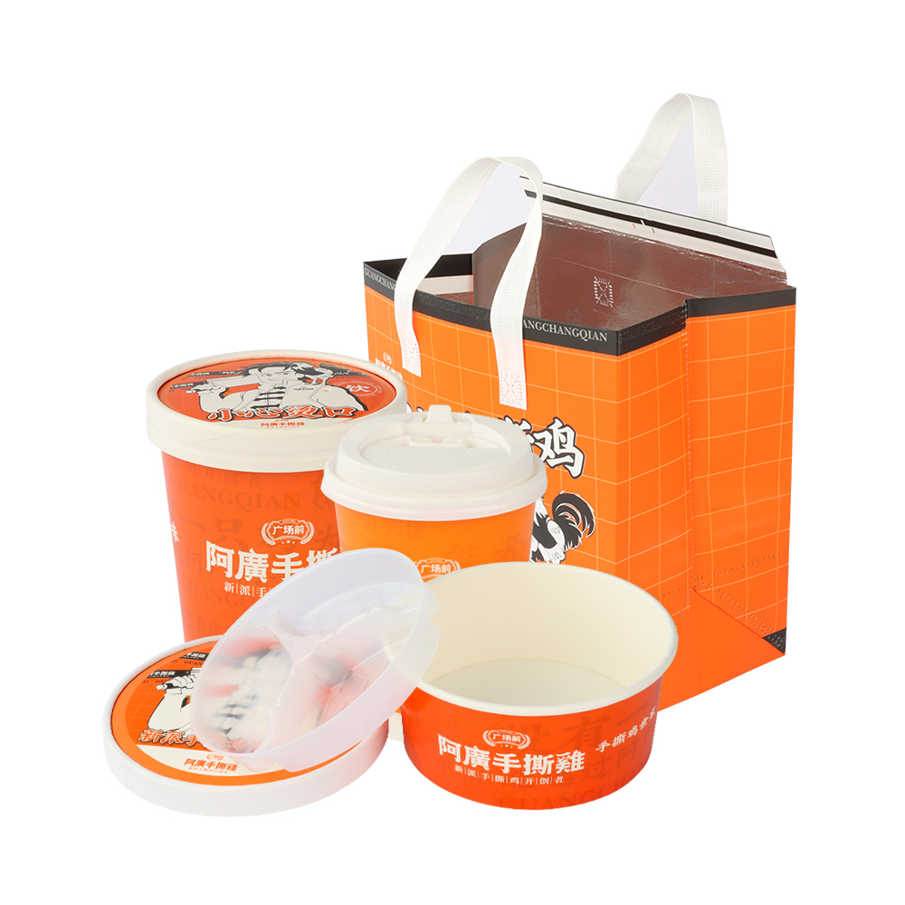 Disposable biodegradable paper take out packaging bowl round salad takeaway container bowl with lid
