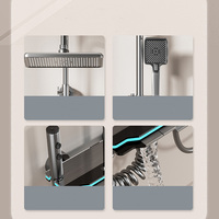 Ensemble de douche thermostatique à effet pluie, haute pression, affichage numérique LED, salle de bain d'hôtel, système de douche intelligent LED avec affichage numérique
