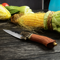 Couteau de cuisine universel traditionnel Longquan de 5 pouces, manche en bois de copal Rhodesian, lame entièrement forgée, couteau utilitaire ultra-affûté