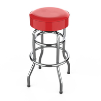 Tabourets de bar pivotants modernes en chrome, sans dossier, avec double anneau métallique, chaise haute de comptoir pour restaurant et bar, vente en gros
