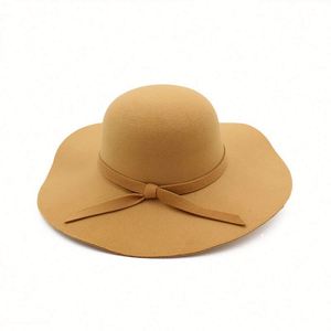 Sombreros Fedora de Fieltro de Ala Ancha de Color Sólido Baratos para Mujer, Invierno - Product Image 6