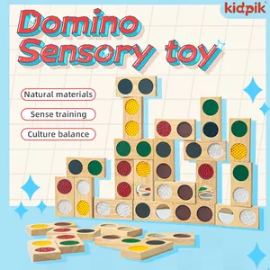 Warna-warni persegi panjang baru blok susun anak-anak kayu alami mainan Montessori edukasi domino Set anak