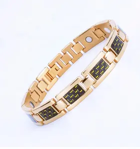 Stainless Steel Gold Plated Jewelry Bracelet Health Energy Care Bracelets Chunky Magnetic Benefits Medical Bio