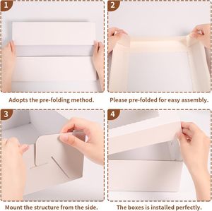 Boîtes à gâteaux 19x14x4 pouces avec fenêtre, grandes boîtes rectangulaires blanches pour pâtisseries, desserts, gâteaux, cupcakes, beignets, biscuits, tartes - Product Image 4