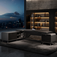 Meubles de bureau modulaires modernes, bureau de direction en forme de L de luxe, table de bureau de PDG et ensemble de chaises, bureau de direction italien