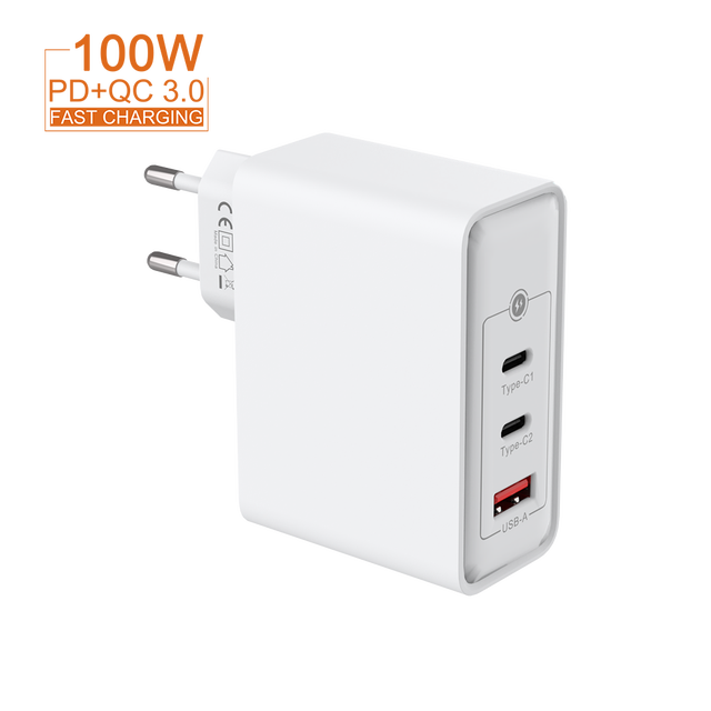 Multifunction PD 100W USB-C and USB-A Fast Charger Compact and Powerful Laptop Charger Adapter for Mobile Phones