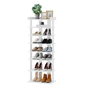 china wholesale modern design revolving 8layer wood wooden storage holders& shoe cabinet rack stands for home shoes