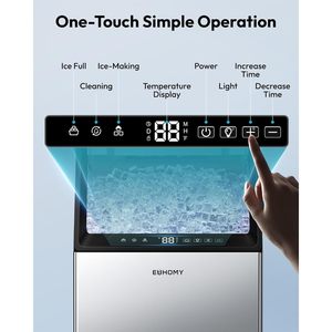 EUHOMY Commercial <b>Ice</b> <b>Maker</b> 120lbs 24H Stainless Steel Freestanding With 33lbs Storage Bin - Product Image 4