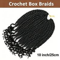 Perruque tressée à trois brins avec sous-tressage, style déesse bohème, tresses carrées, pointes bouclées, extensions de cheveux en soie synthétique au crochet