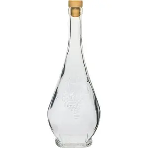 Bouteille de vodka créative en verre en forme de goutte, bouteille de whisky sculptée, nouveau design, 500 ml, bouteille de vin transparente avec bouchon en liège, bouteille de vodka personnalisée - Product Image 1