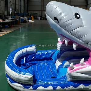 زحليقة مائية قابلة للنفخ للأطفال بتصميم القرش مع حوض سباحة للاستخدام الداخلي والخارجي التجاري - Product Image 4