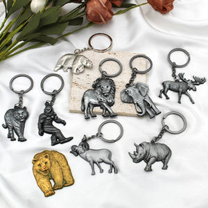 Groothandel Promotie Vintage Messing Dieren Wildlife Nationaal Park Custom Merk Logo Sleutelhangers Uv Print Leeuw Olifant Beer - Product Image 1