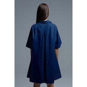 Vestido de Popelina Oversize con Manga 3/4 en Azul Marino - Product Image 4