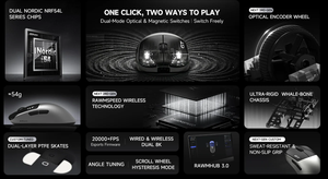 RAWM LEVIATHAN V4 GT Mouse da Gaming Wireless Dual 8K, Ultraleggero 54g, Sensore Ottico PAW3950, Switch Magnetico, Attuazione Regolabile, per Esports - Product Image 2